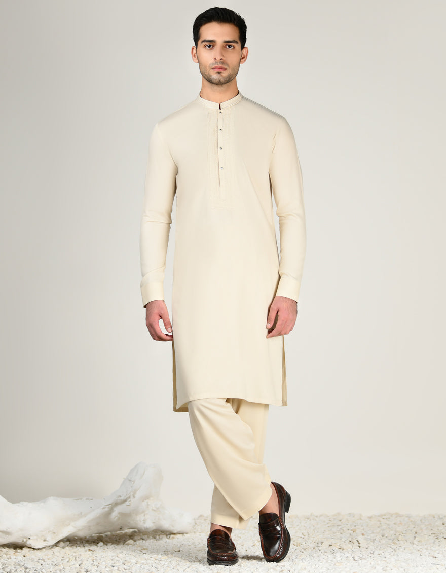 Blended Fawn Shalwar Kameez - J. Junaid Jamshed