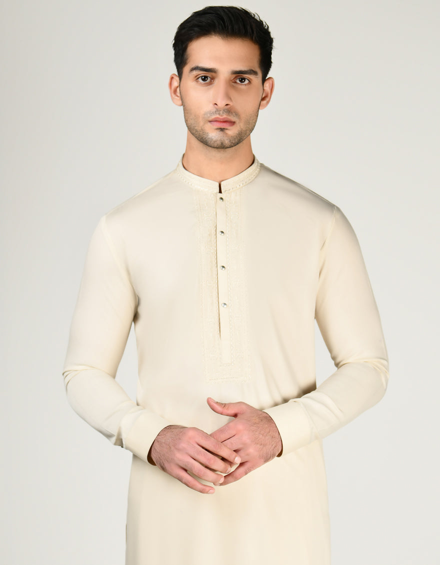 Blended Fawn Shalwar Kameez - J. Junaid Jamshed