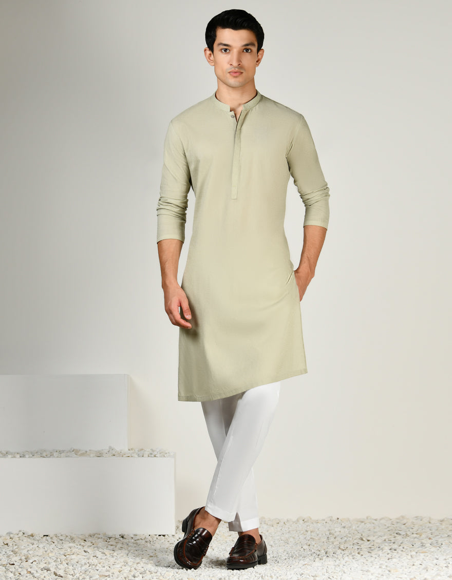 Cotton Apple Green Kurta - J. Junaid Jamshed