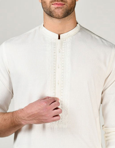 Blended Off White Shalwar Kameez - J. Junaid Jamshed