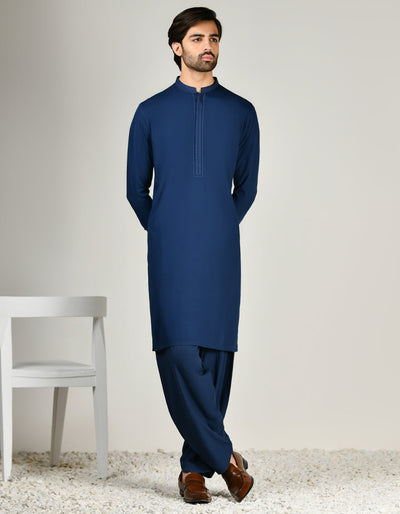 Blended Blue Shalwar Kameez - J. Junaid Jamshed