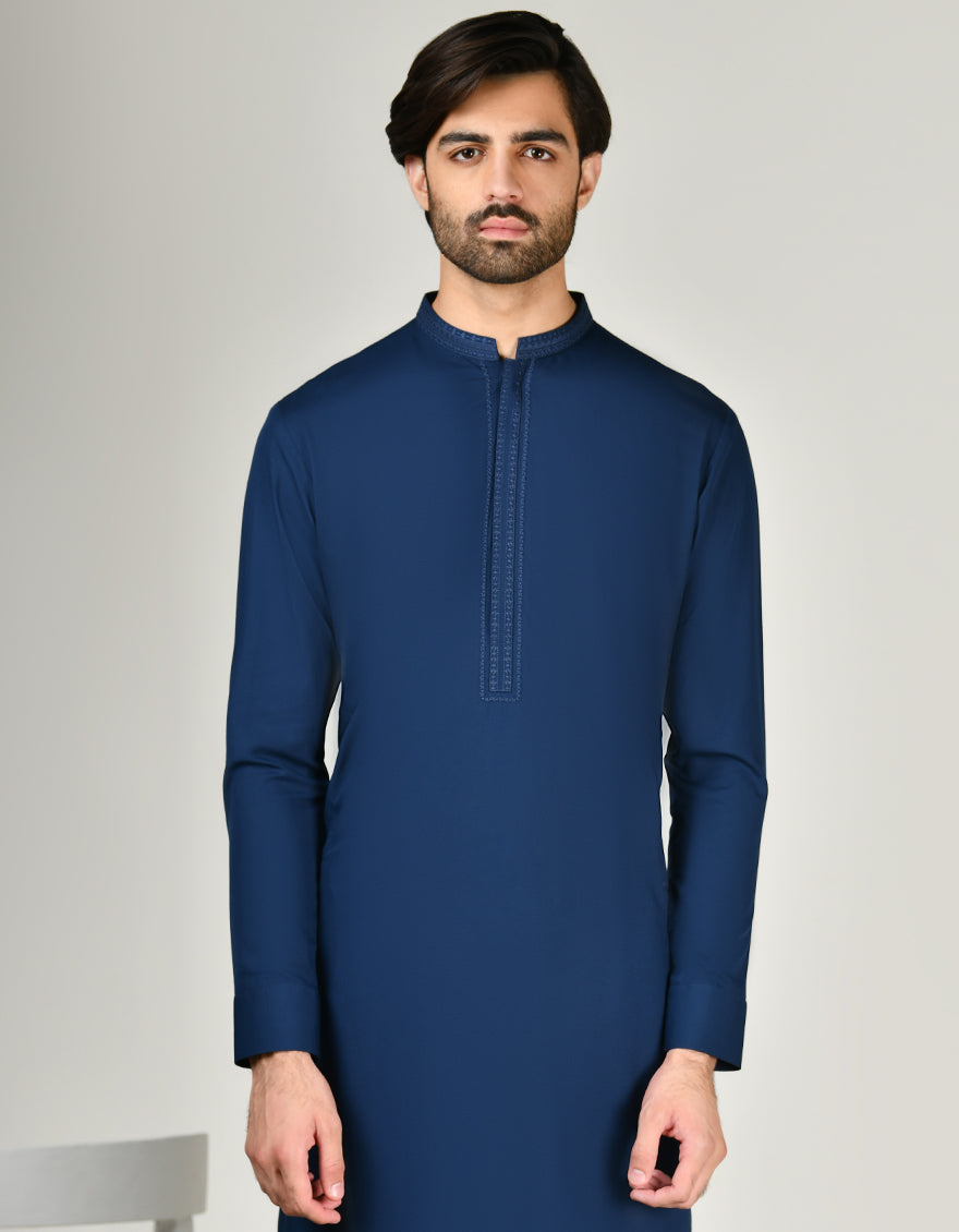 Blended Blue Shalwar Kameez - J. Junaid Jamshed