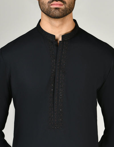 Blended Black Shalwar Kameez - J. Junaid Jamshed