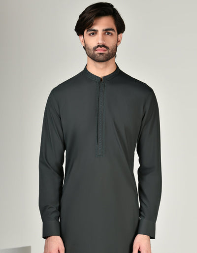 Blended Deep Green Shalwar Kameez - J. Junaid Jamshed