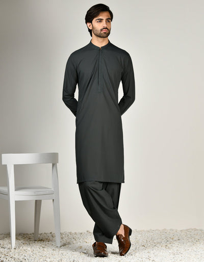 Blended Deep Green Shalwar Kameez - J. Junaid Jamshed