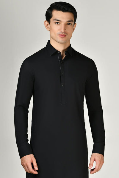 Blended Black Shalwar Kameez - J. Junaid Jamshed