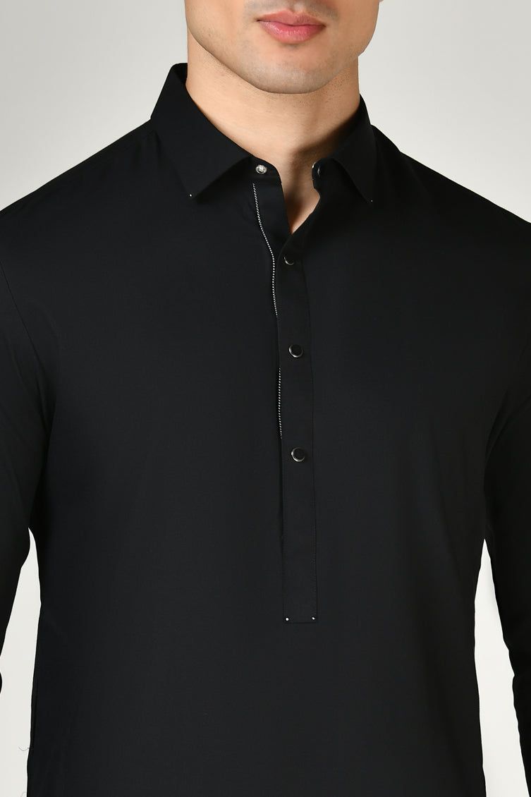 Blended Black Shalwar Kameez - J. Junaid Jamshed