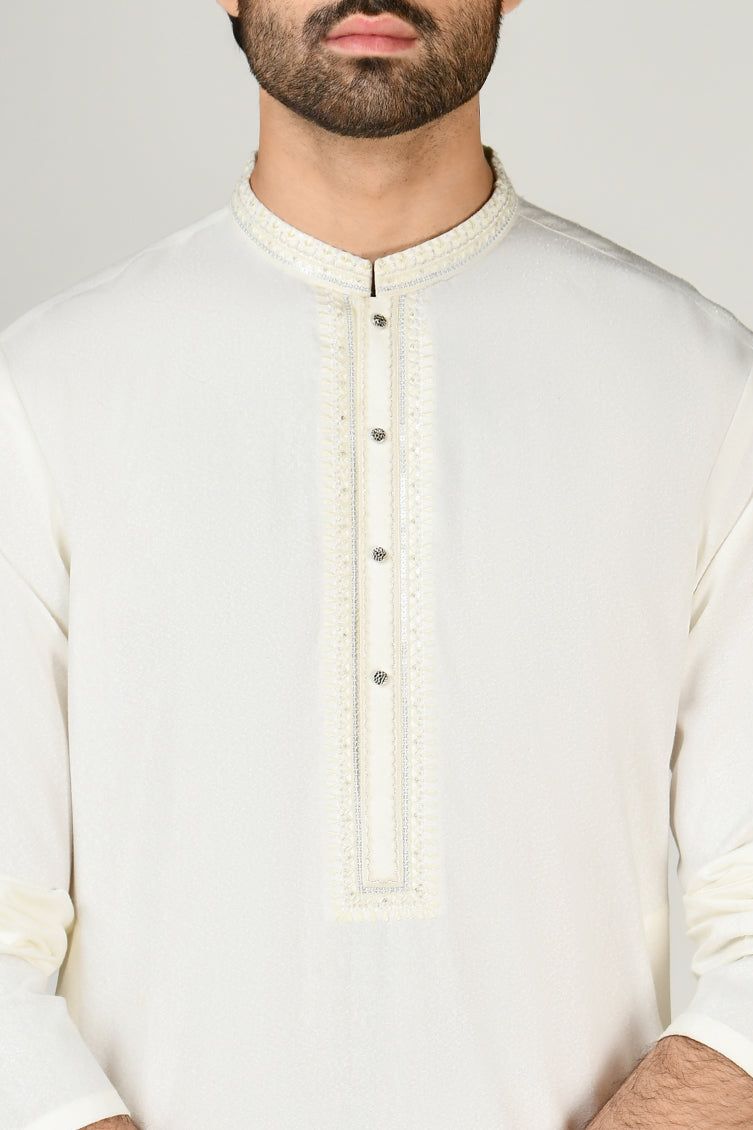 Blended White Shalwar Kameez - J. Junaid Jamshed