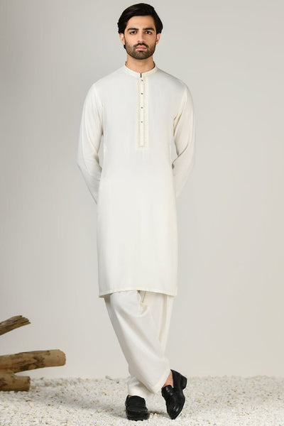 Blended White Shalwar Kameez - J. Junaid Jamshed