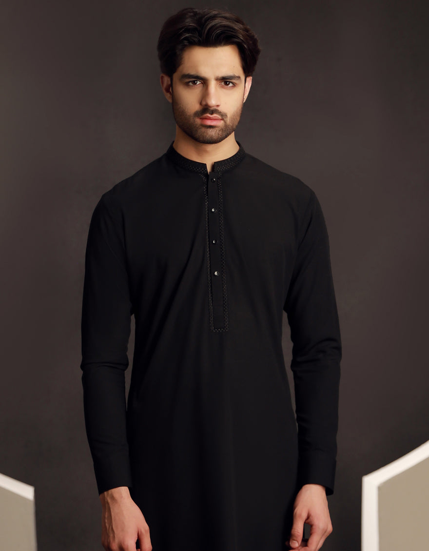 Blended Black Kurta Trouser- J. Junaid Jamshed