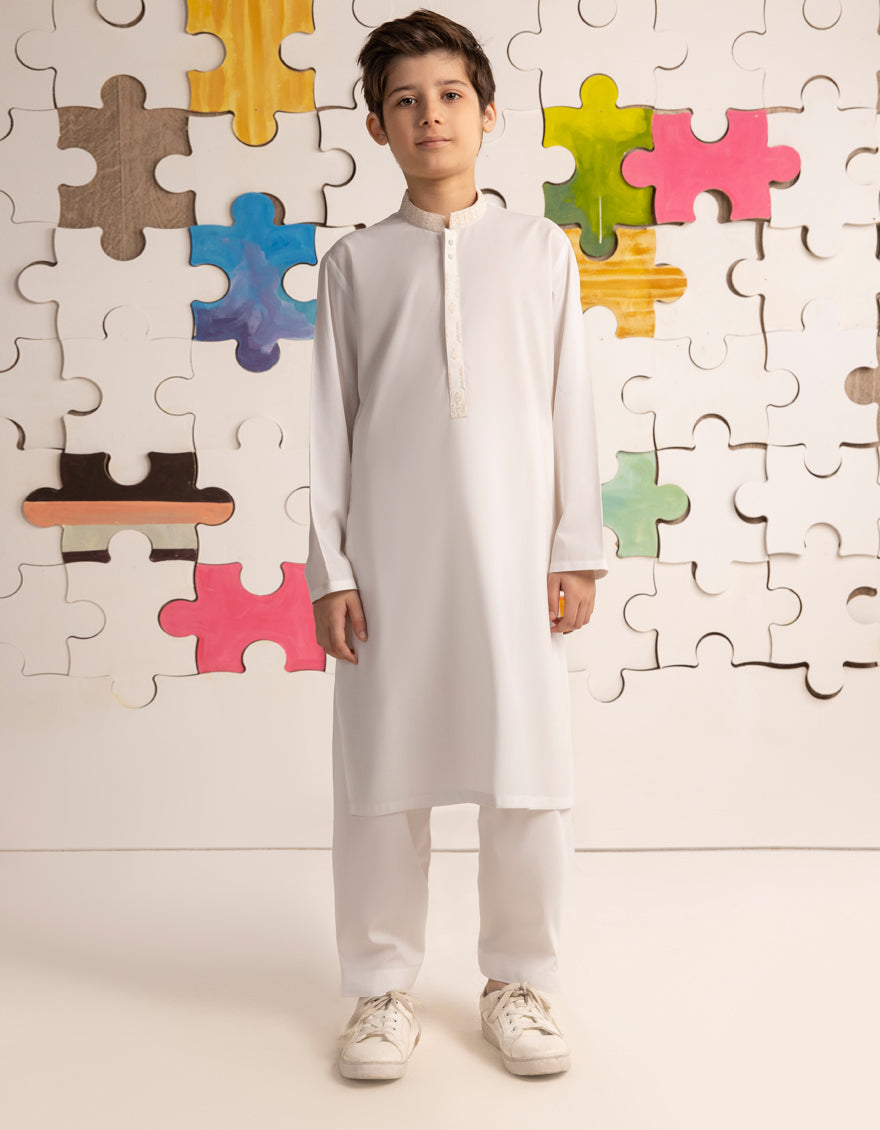 Blended White Shalwar Kameez - J. Junaid Jamshed