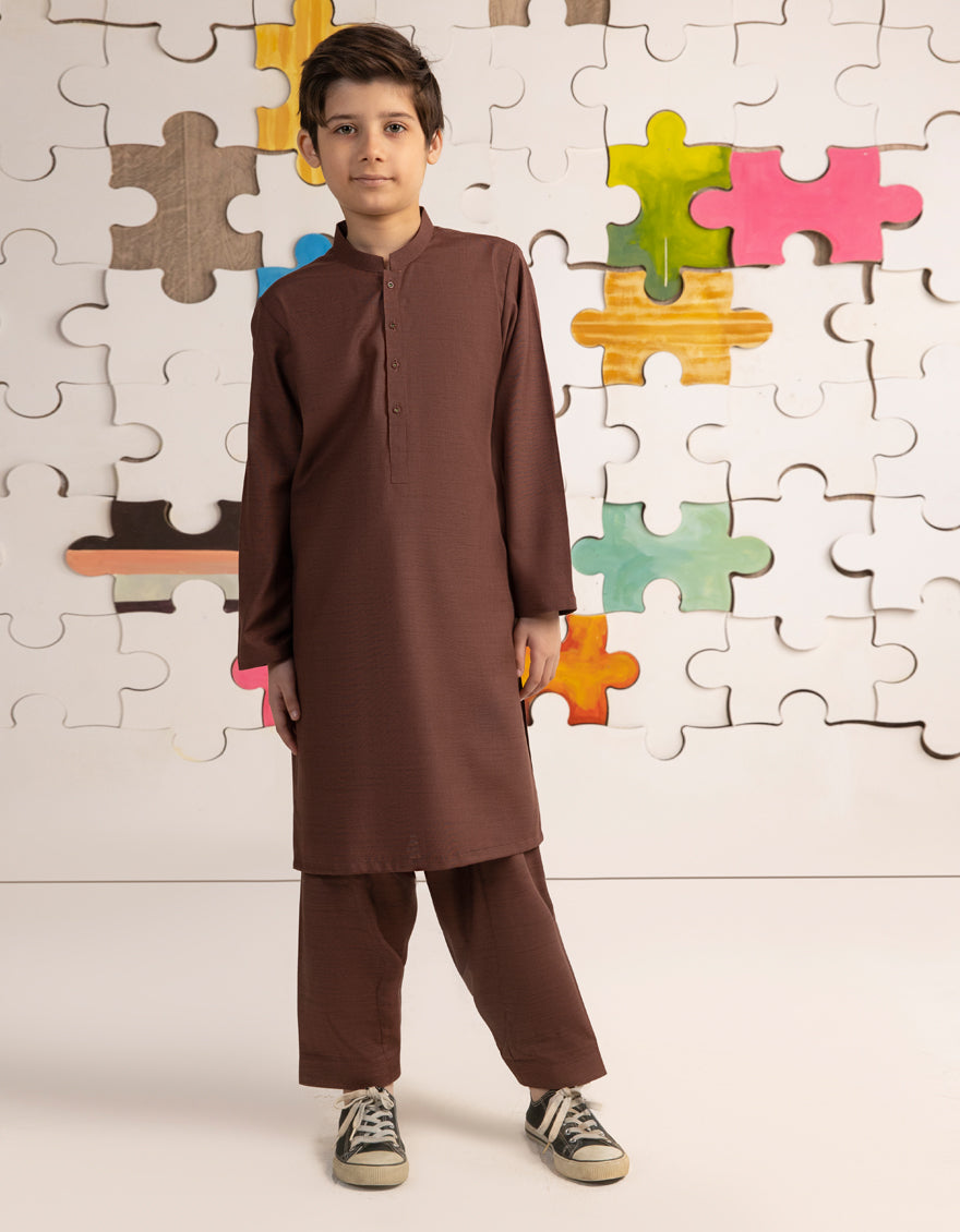 Blended Rust Shalwar Kameez - J. Junaid Jamshed