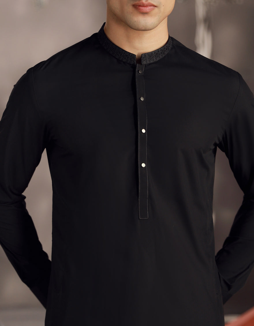 Blended Black Kurta Trouser- J. Junaid Jamshed