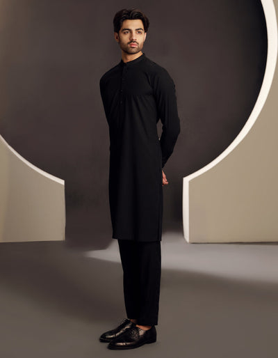 Blended Black Kurta Trouser- J. Junaid Jamshed