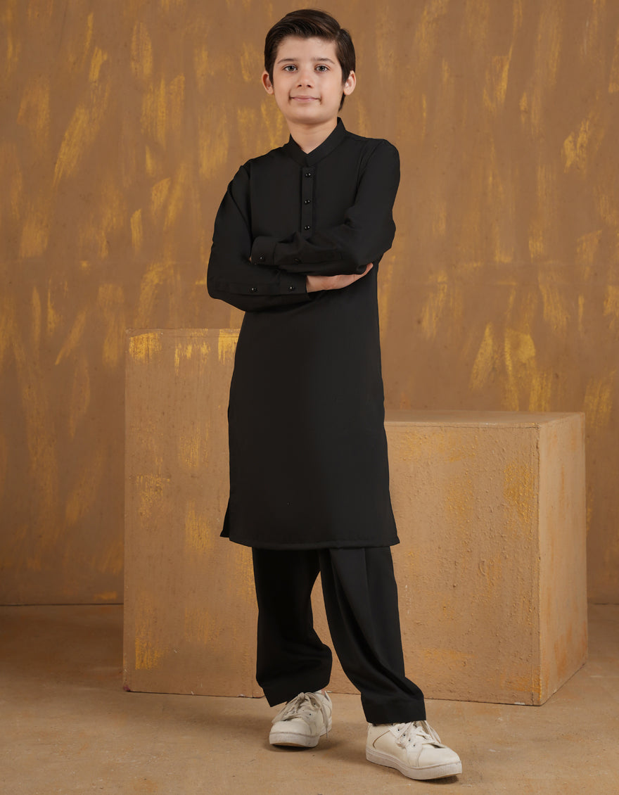 Blended Black Shalwar Kameez - J. Junaid Jamshed