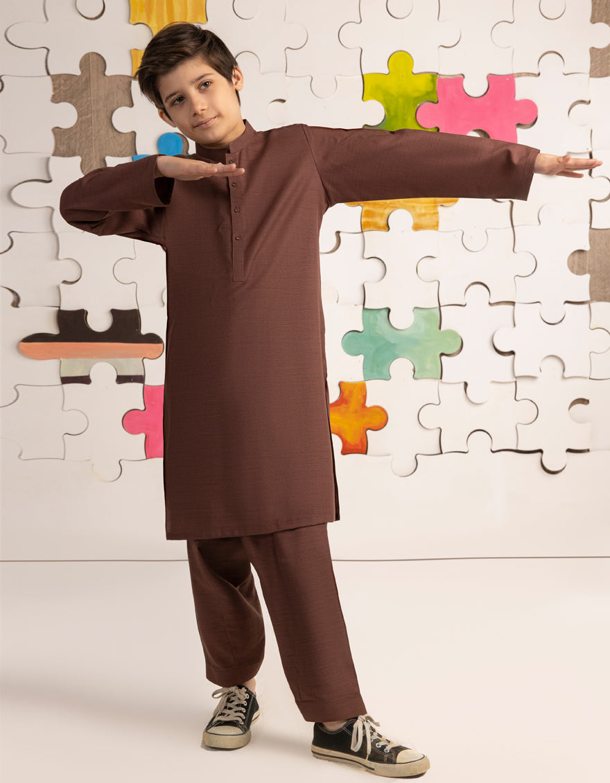 Blended Rust Shalwar Kameez - J. Junaid Jamshed