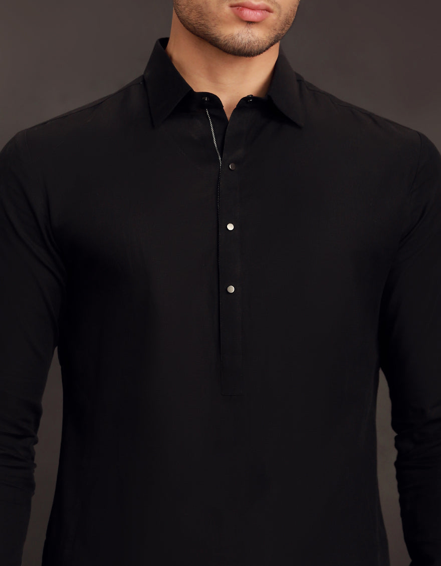 Cotton Black Shalwar Kameez - J. Junaid Jamshed