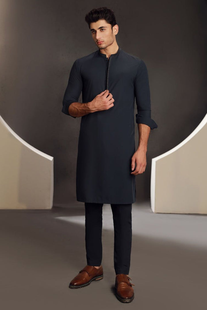 Blended Blue Kurta Trouser- J. Junaid Jamshed