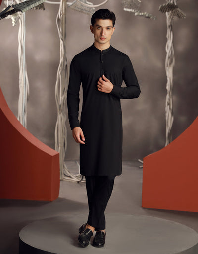 Blended Black Kurta Trouser- J. Junaid Jamshed