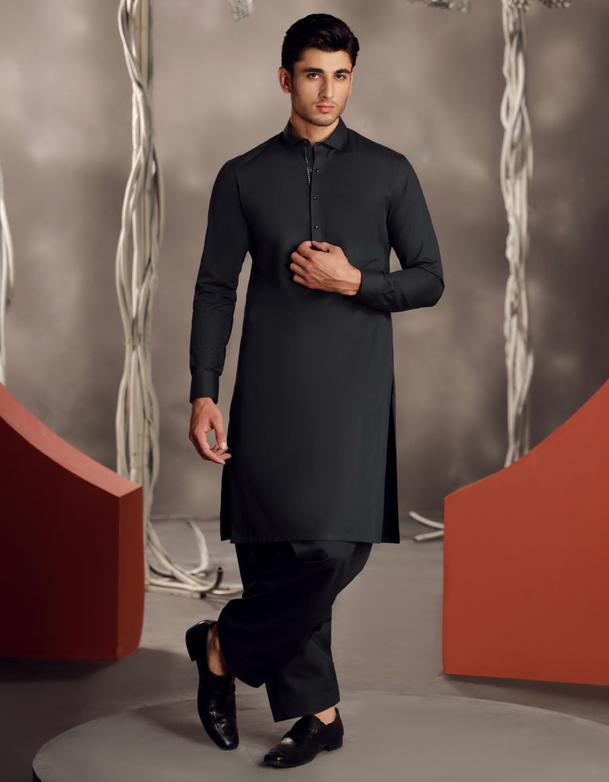 Cotton Green Shalwar Kameez - J. Junaid Jamshed