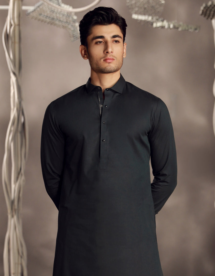 Cotton Green Shalwar Kameez - J. Junaid Jamshed