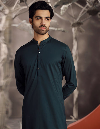 Cotton Green Shalwar Kameez - J. Junaid Jamshed