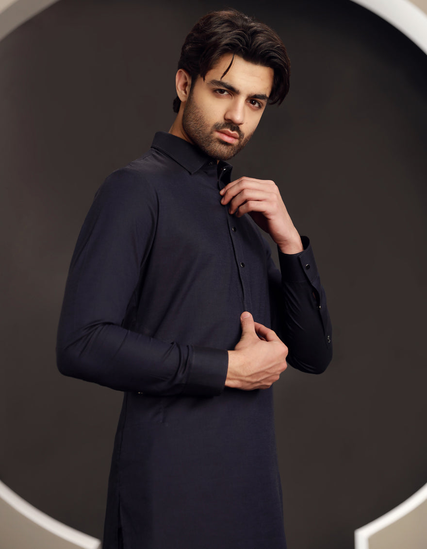 Cotton Blue Shalwar Kameez - J. Junaid Jamshed