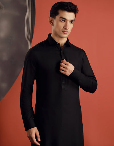 Blended Black Shalwar Kameez - J. Junaid Jamshed