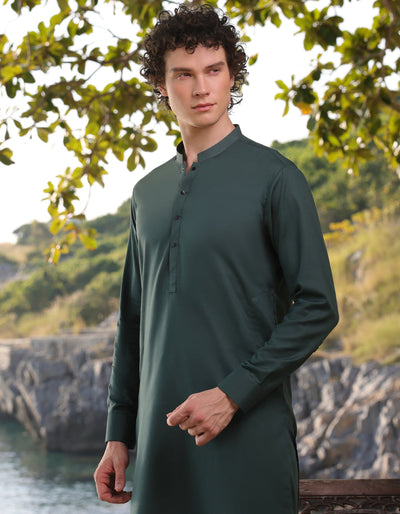 Cotton Green Kurta Trouser - J. Junaid Jamshed