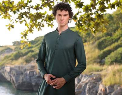 Cotton Green Kurta Trouser - J. Junaid Jamshed