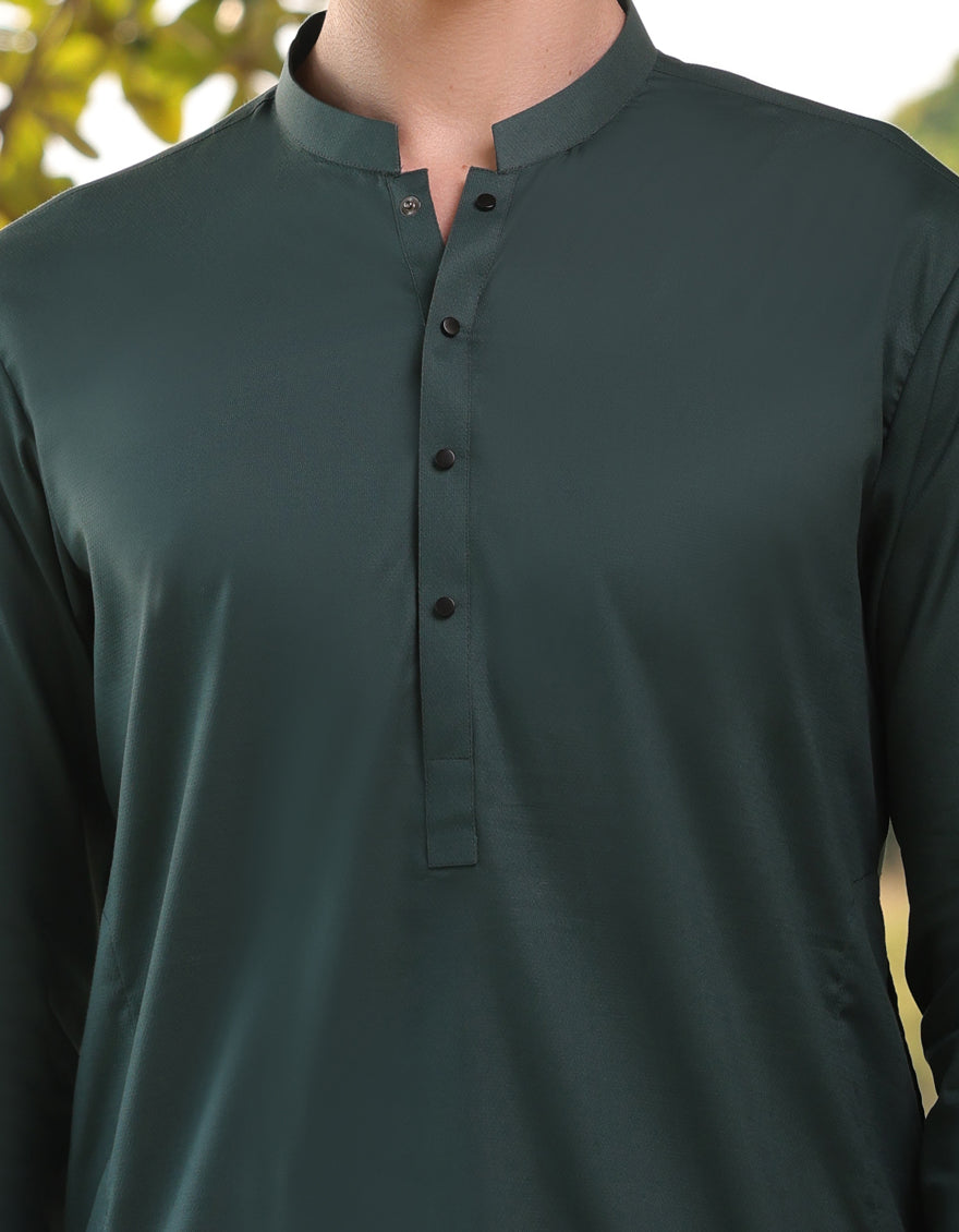 Cotton Green Kurta Trouser - J. Junaid Jamshed