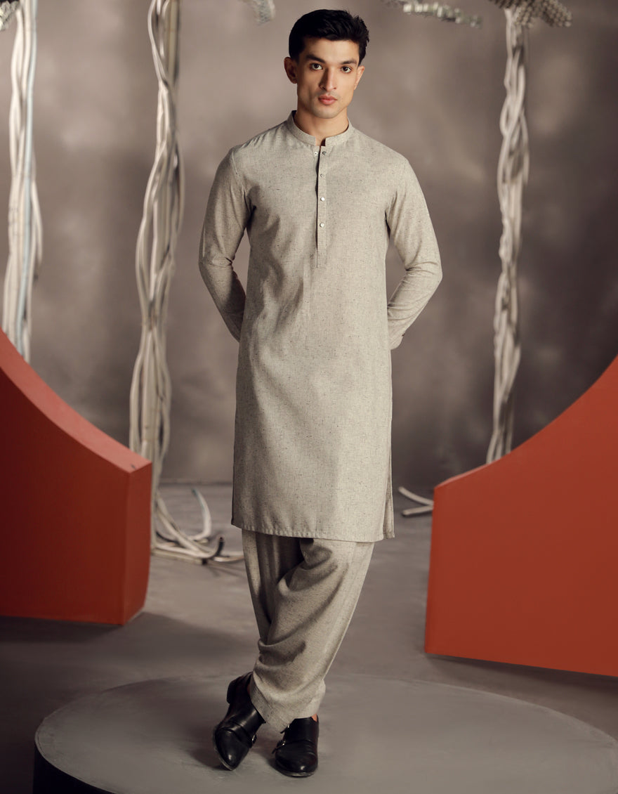 Blended Grey Shalwar Kameez - J. Junaid Jamshed