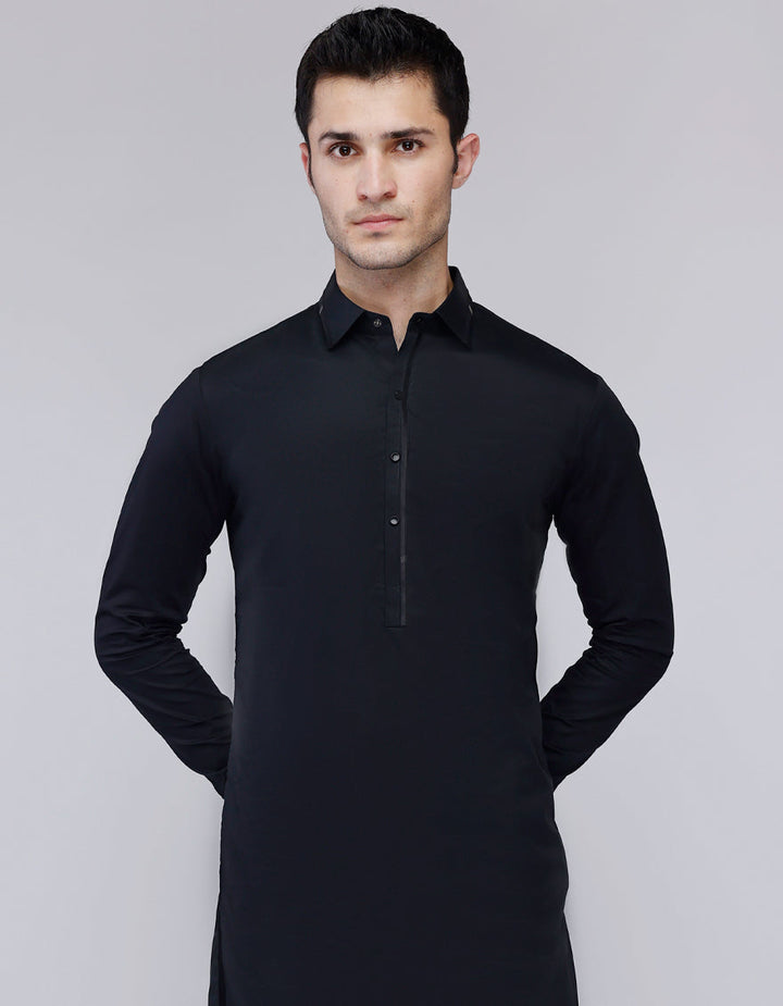 Cotton Black Shalwar Kameez- J. Junaid Jamshed