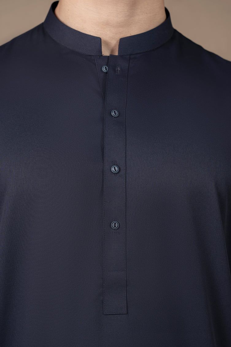 Blended Navy Blue Shalwar Kameez - J. Junaid Jamshed