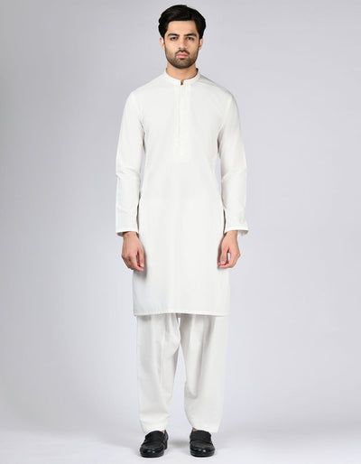 Polyester White Shalwar Kameez - J. Junaid Jamshed