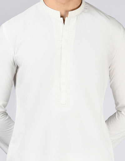 Polyester White Shalwar Kameez - J. Junaid Jamshed