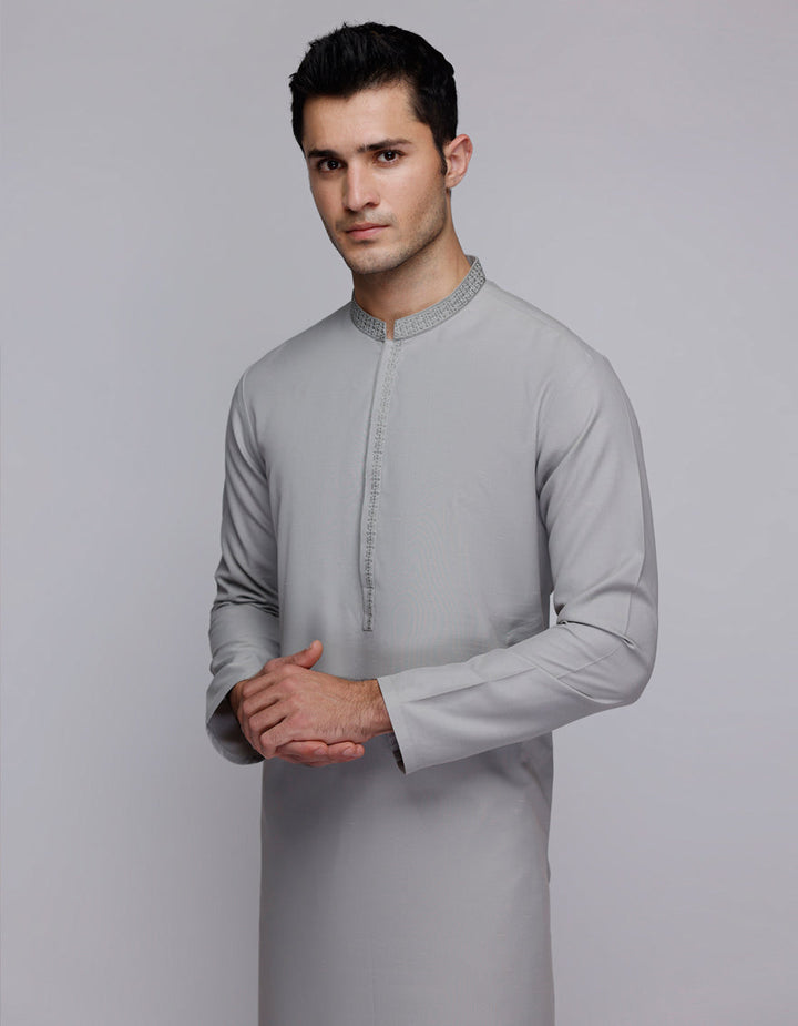 Blended Smoke Grey Kurta - J. Junaid Jamshed