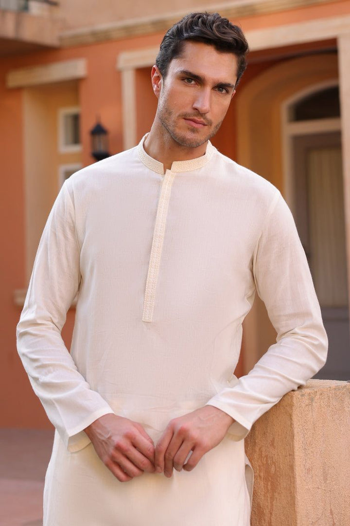 Cotton White Kurta - J. Junaid Jamshed