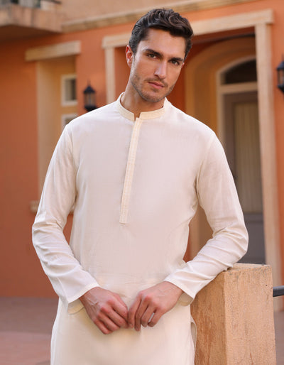 Cotton White Kurta - J. Junaid Jamshed