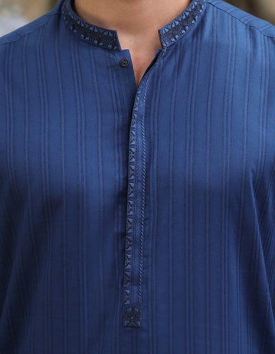 Cotton Blue Kurta - J. Junaid Jamshed