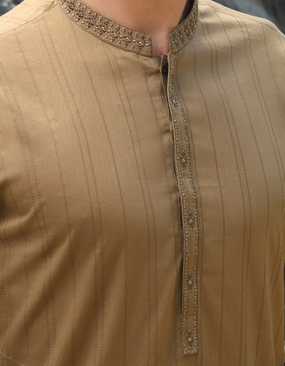 Cotton Brown Kurta - J. Junaid Jamshed