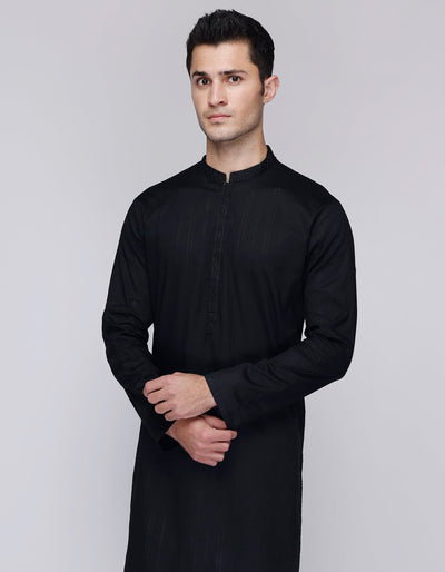 Cotton Black Kurta - J. Junaid Jamshed