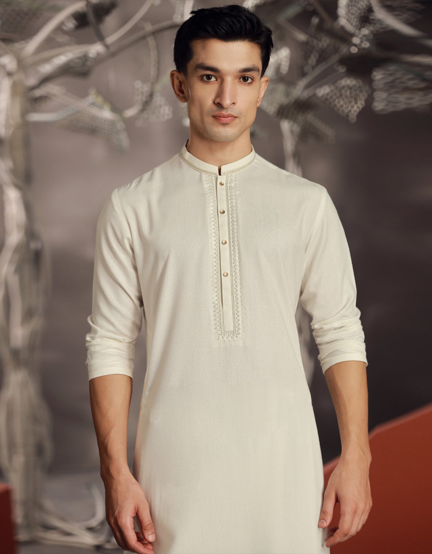 Blended White Shalwar Kameez - J. Junaid Jamshed