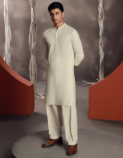 Blended White Shalwar Kameez - J. Junaid Jamshed