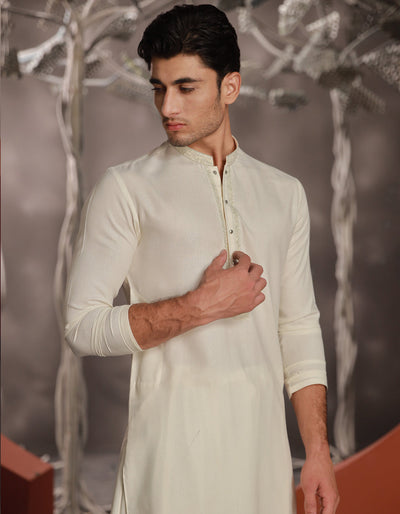 Blended White Shalwar Kameez - J. Junaid Jamshed