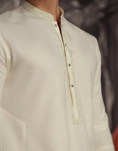 Blended White Shalwar Kameez - J. Junaid Jamshed