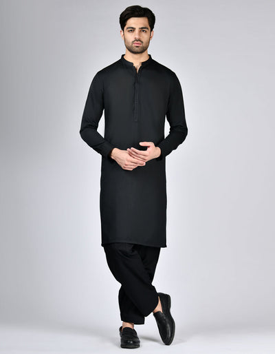 Blended Black Shalwar Kameez - J. Junaid Jamshed