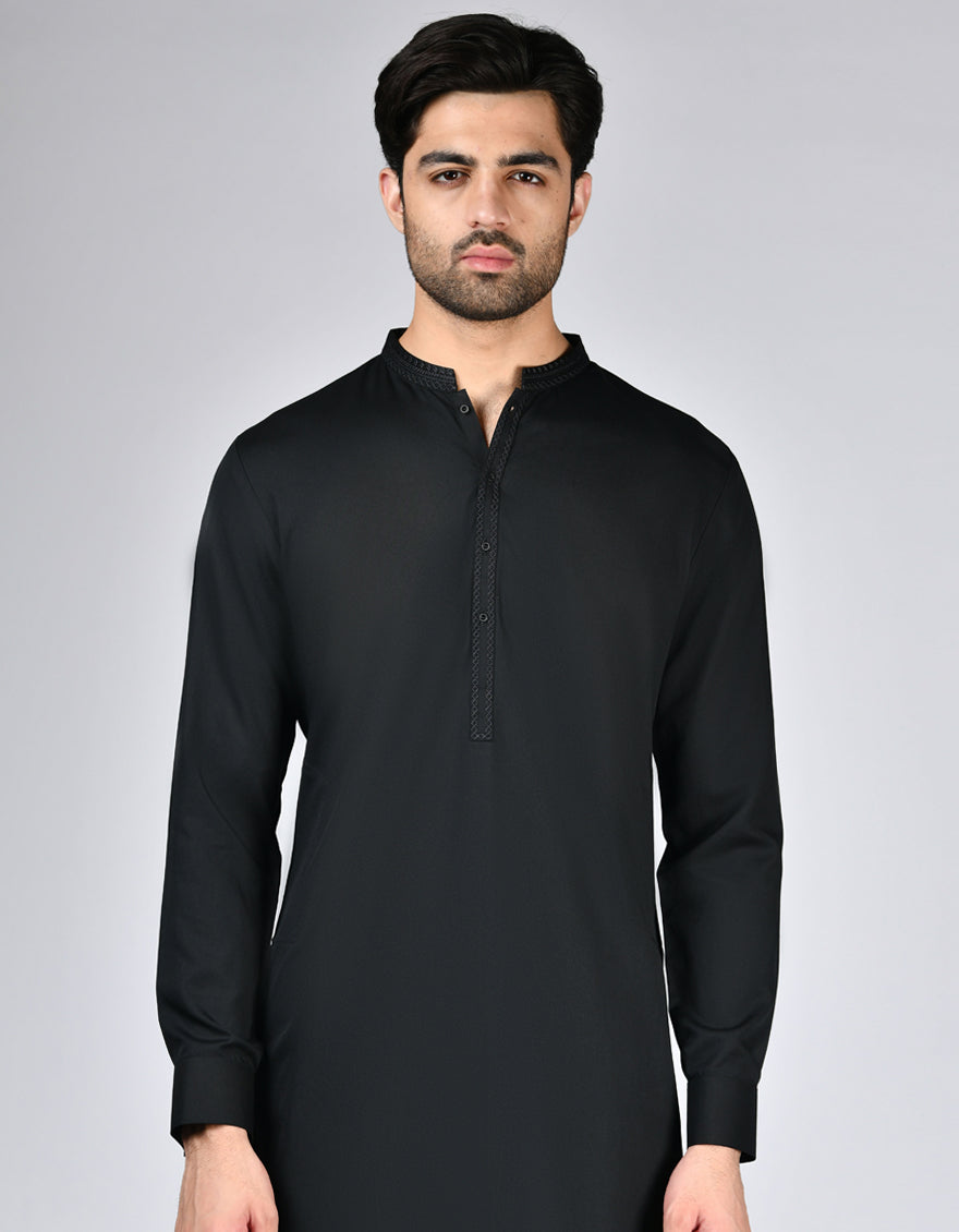 Blended Black Shalwar Kameez - J. Junaid Jamshed