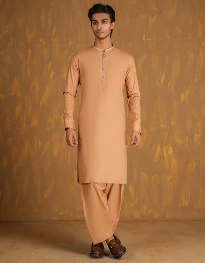 Blended Brown Shalwar Kameez - J. Junaid Jamshed