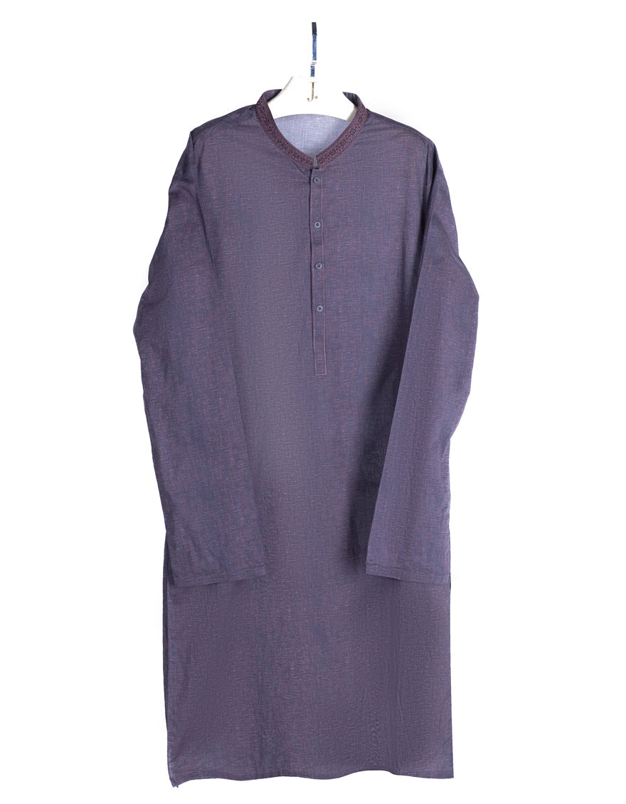 Cotton Ash Grey Kurta - J. Junaid Jamshed